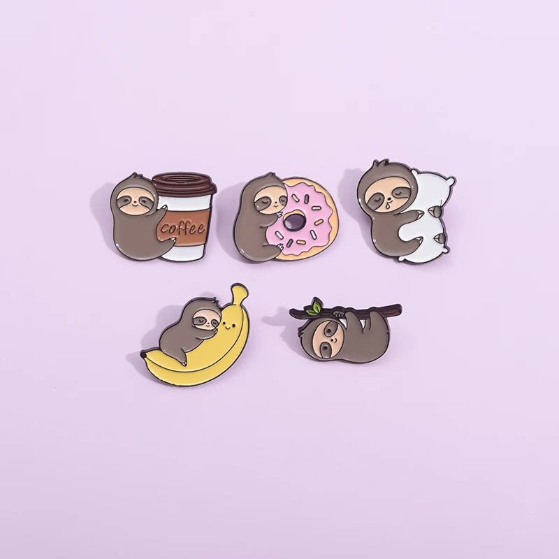 Sloth Enamel Pin Badges