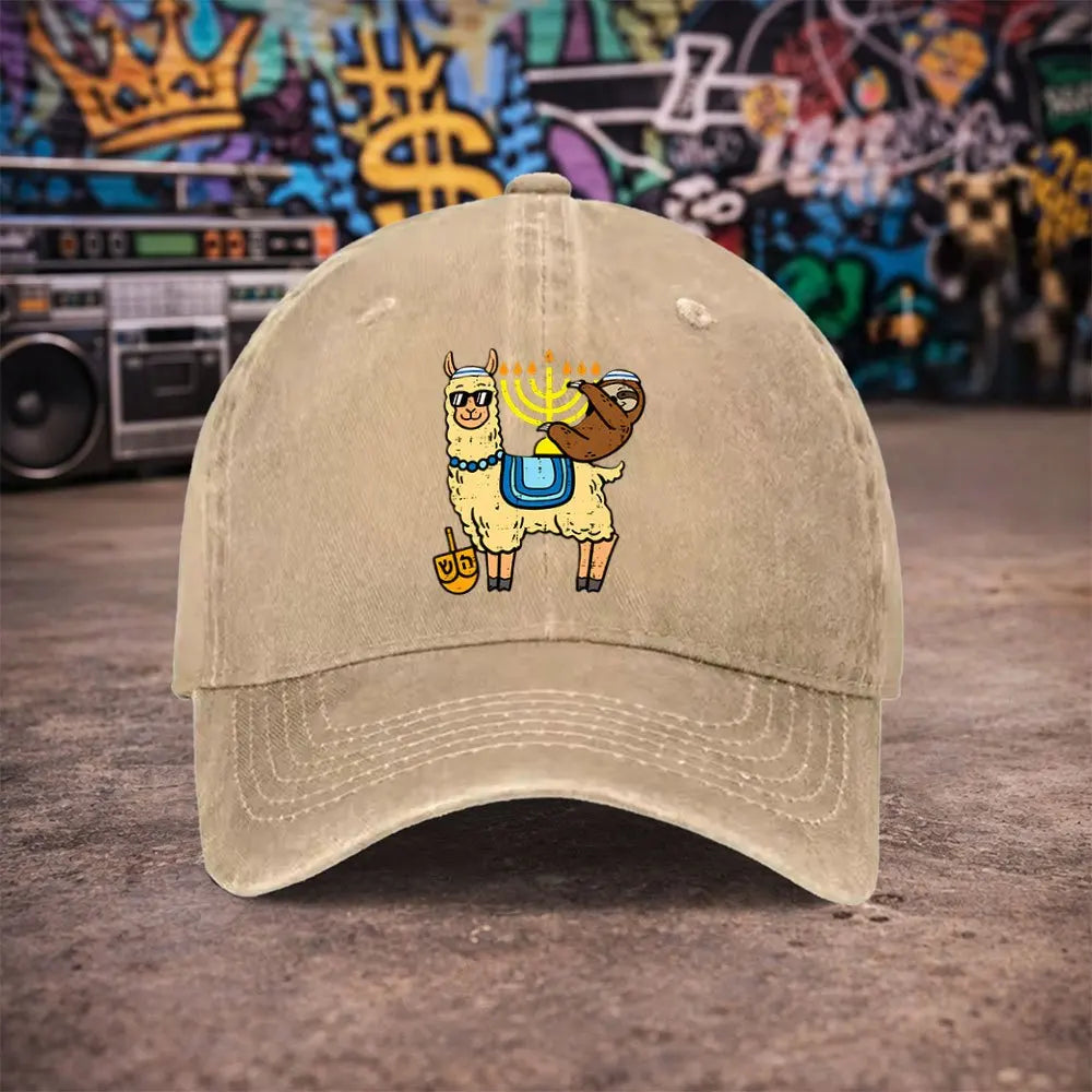 Alpaca & Sloth Vintage Washed Baseball Cap