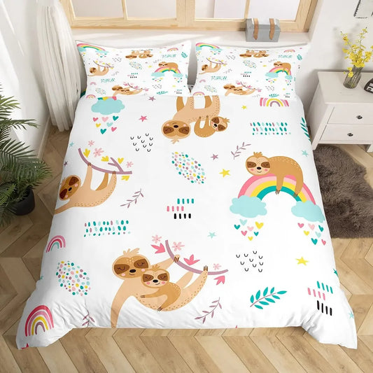 Rainbows & Clouds Sloth Bedding