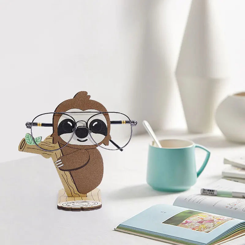 Cute Sloth Wood Carvings Glasses Holder