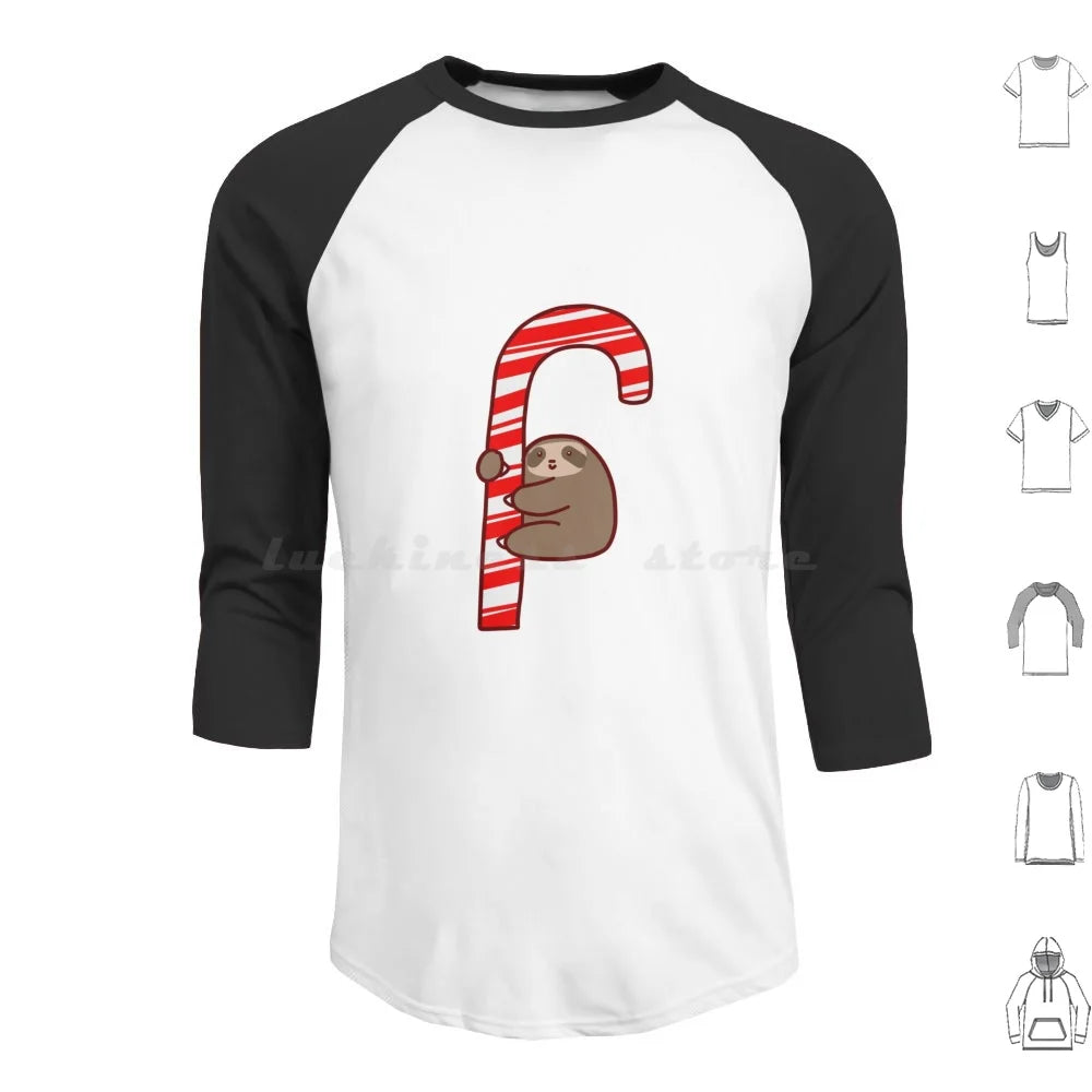 Sloth & Candy Cane Christmas Long Sleeve T-Shirt
