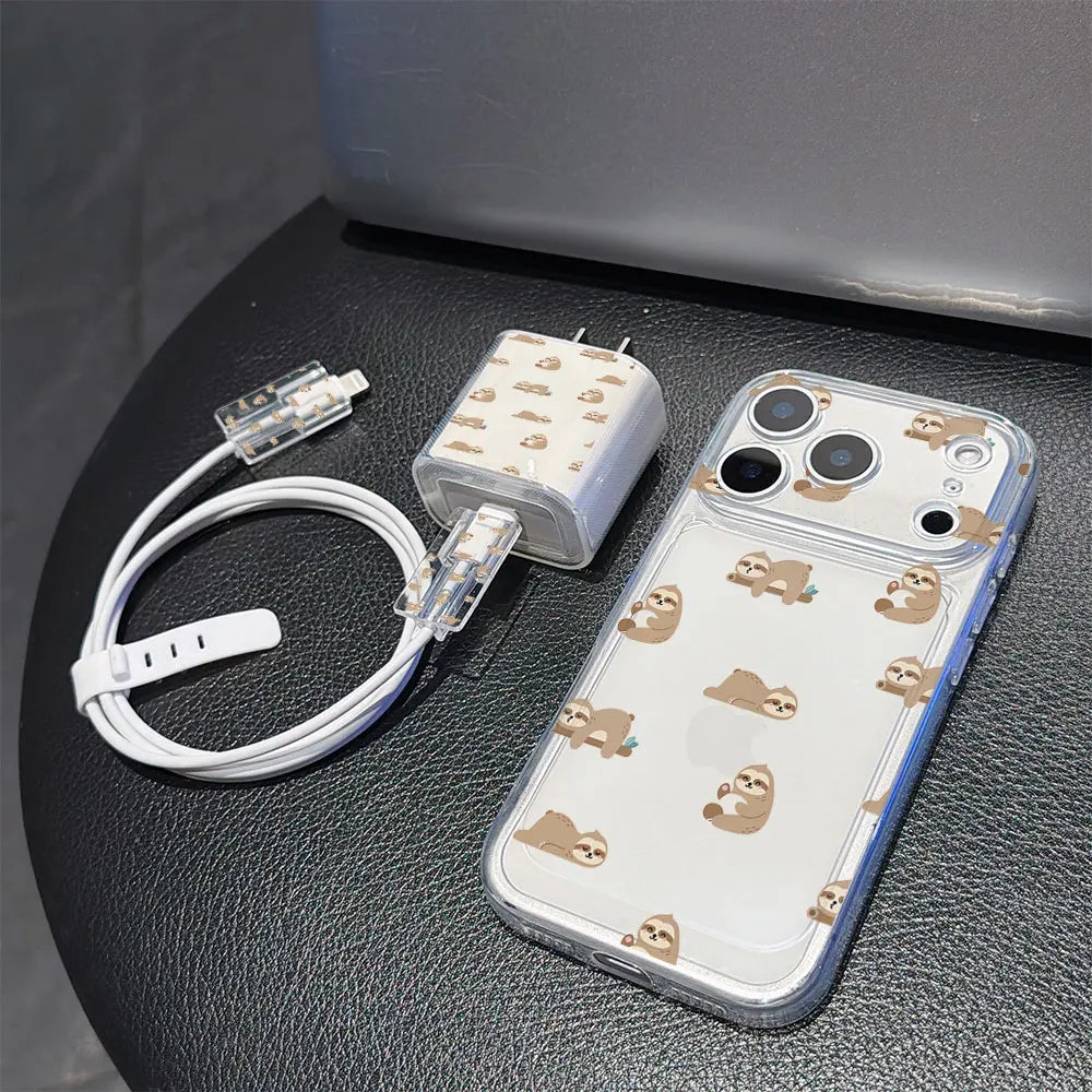 Sleepy Sloth iPhone Case & Charger Cable Set product photo 1