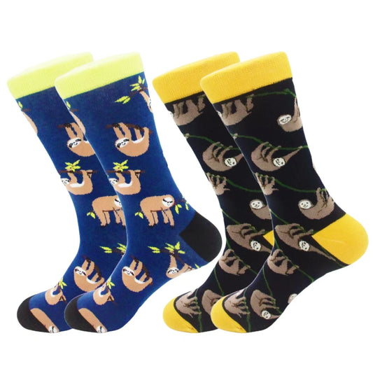 2 Pairs Of Sloth Mid-calf Socks