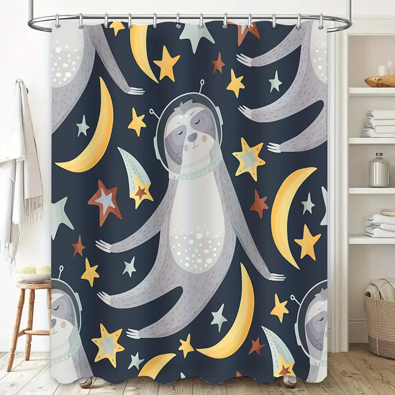 Space Explorer Sloth Shower Curtain