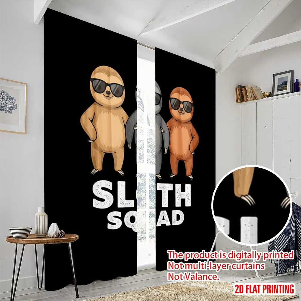 2pcs 2D flat printing Curtains