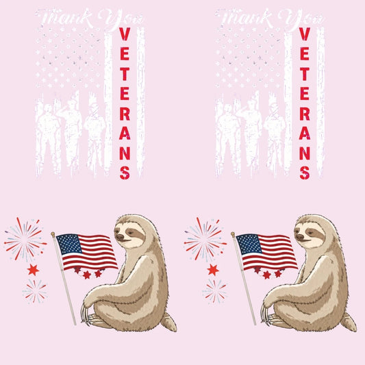 Sloth Flag Veterans Iron On Transfers