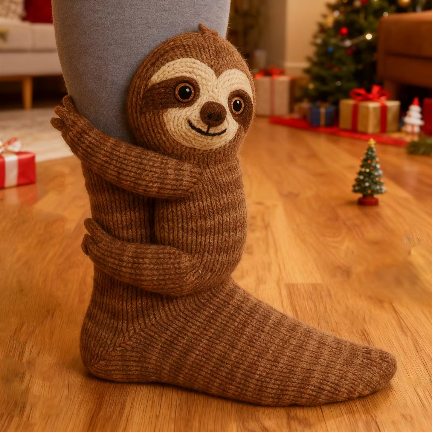 Cute Hugging 3D Knitted Sloth Socks