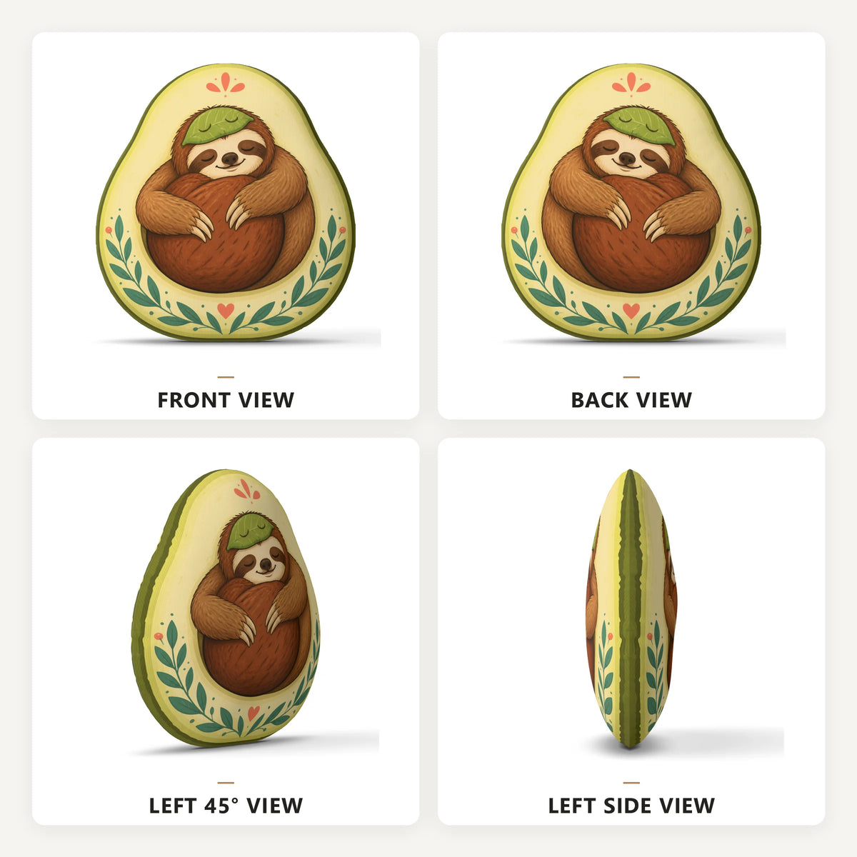 Sloth Avocado Plush Pillow