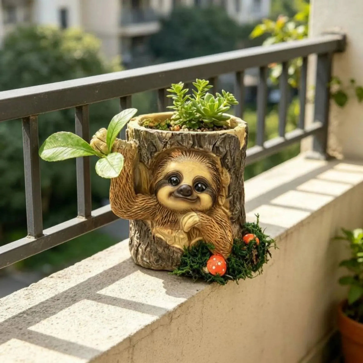 Tree Stump Sloth Planter