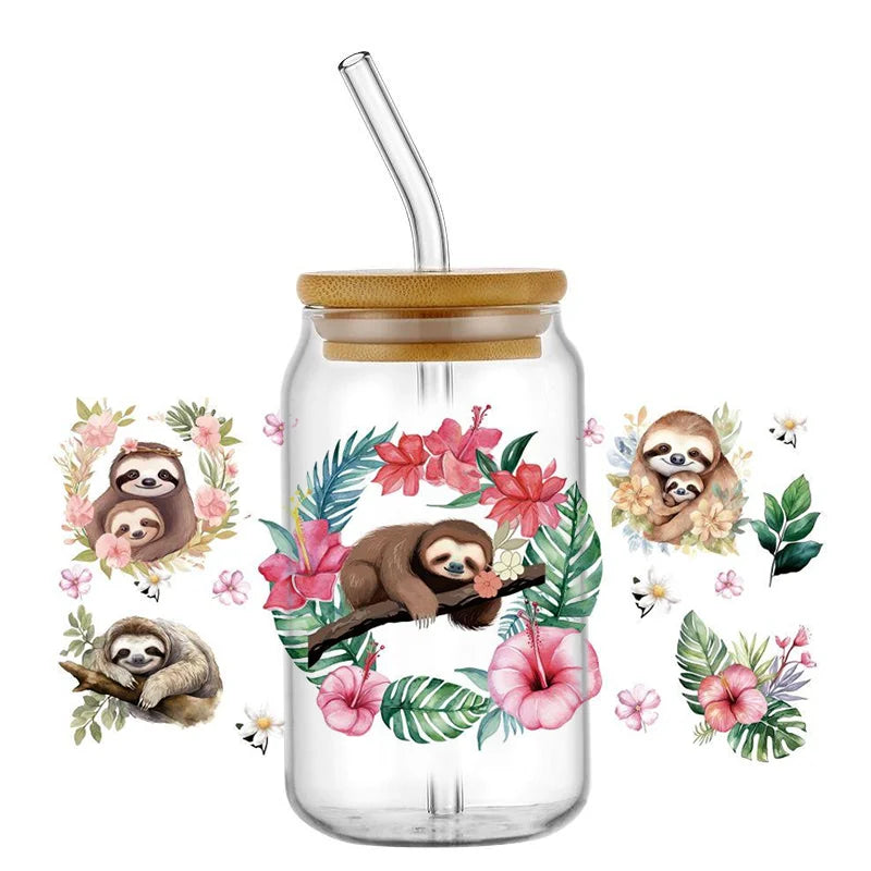 Decals Cute Sloth Waterproof Transfer Stickers for Mugs, Water, Bottle