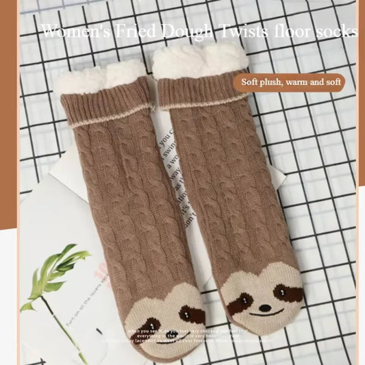 Fuzzy Thermal Sloth Socks Non Slip