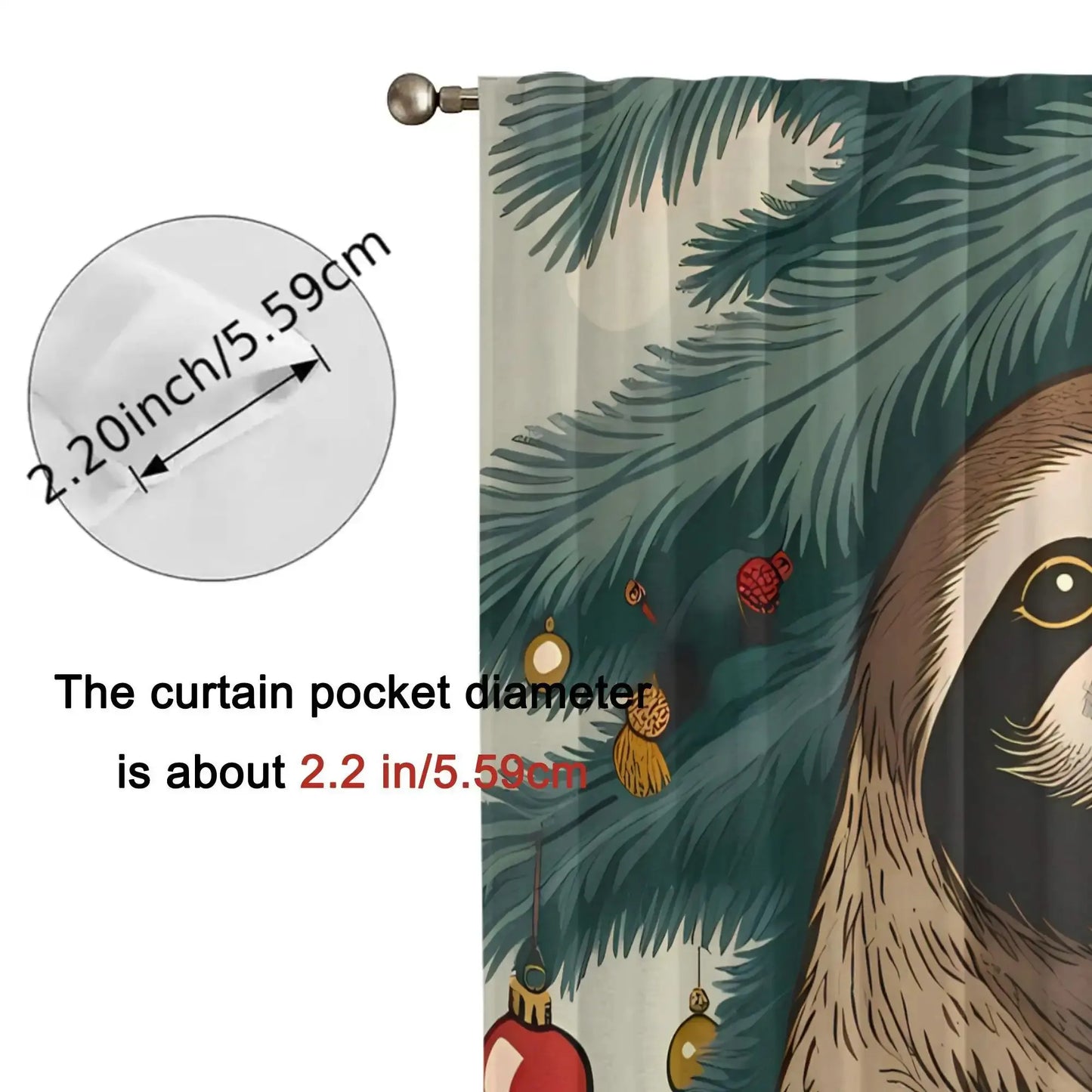 Vintage Sloth Christmas Curtains