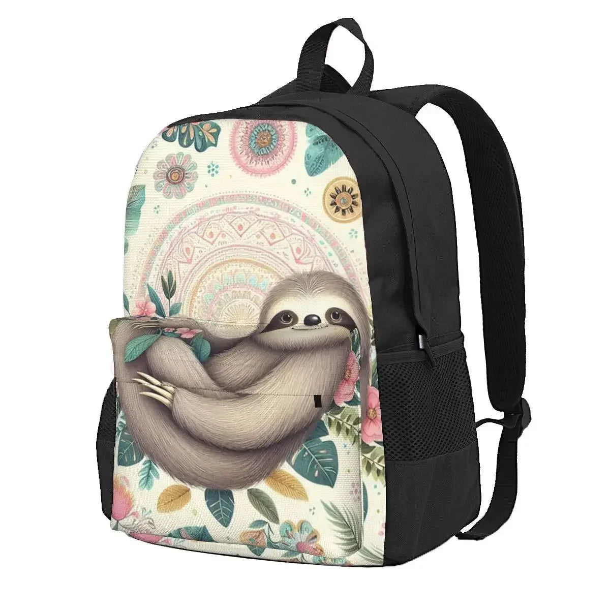 Happy Boho Sloth Floral Backpack