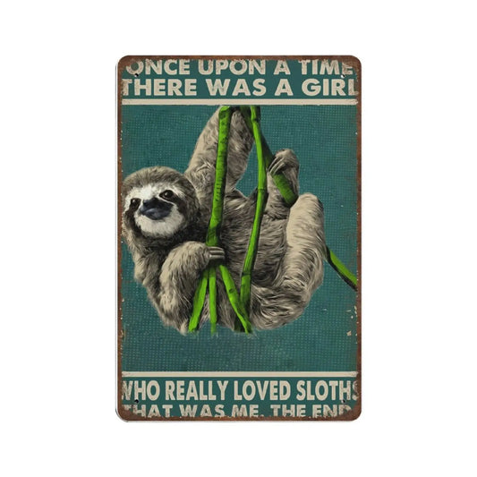 Retro Sloth Metal Wall Art