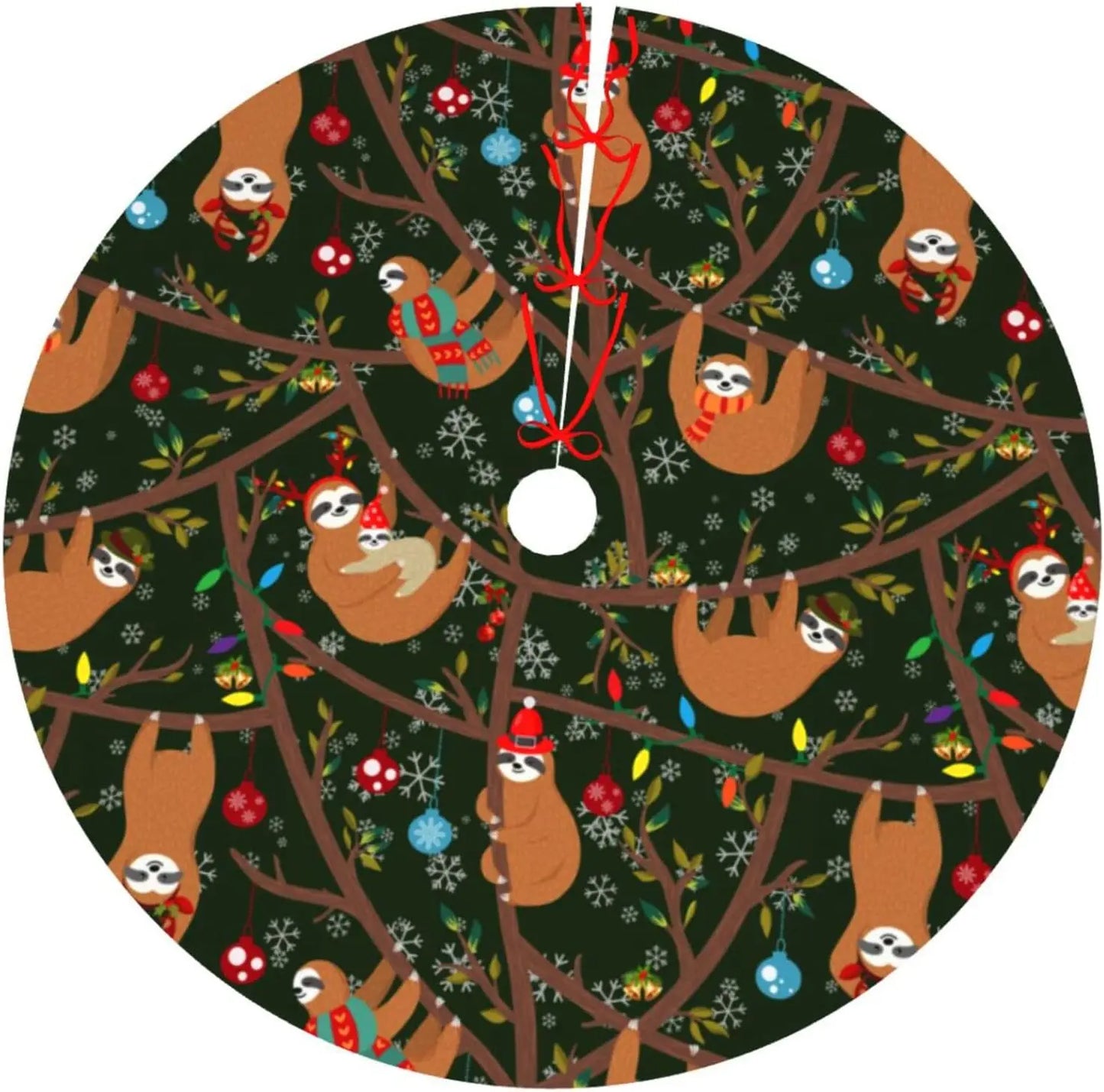 Christmas Tree Skirt Sloth Theme