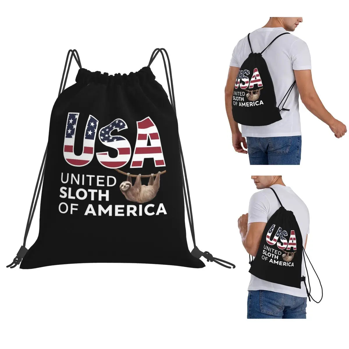 United Sloth Of America Drawstring Backpack