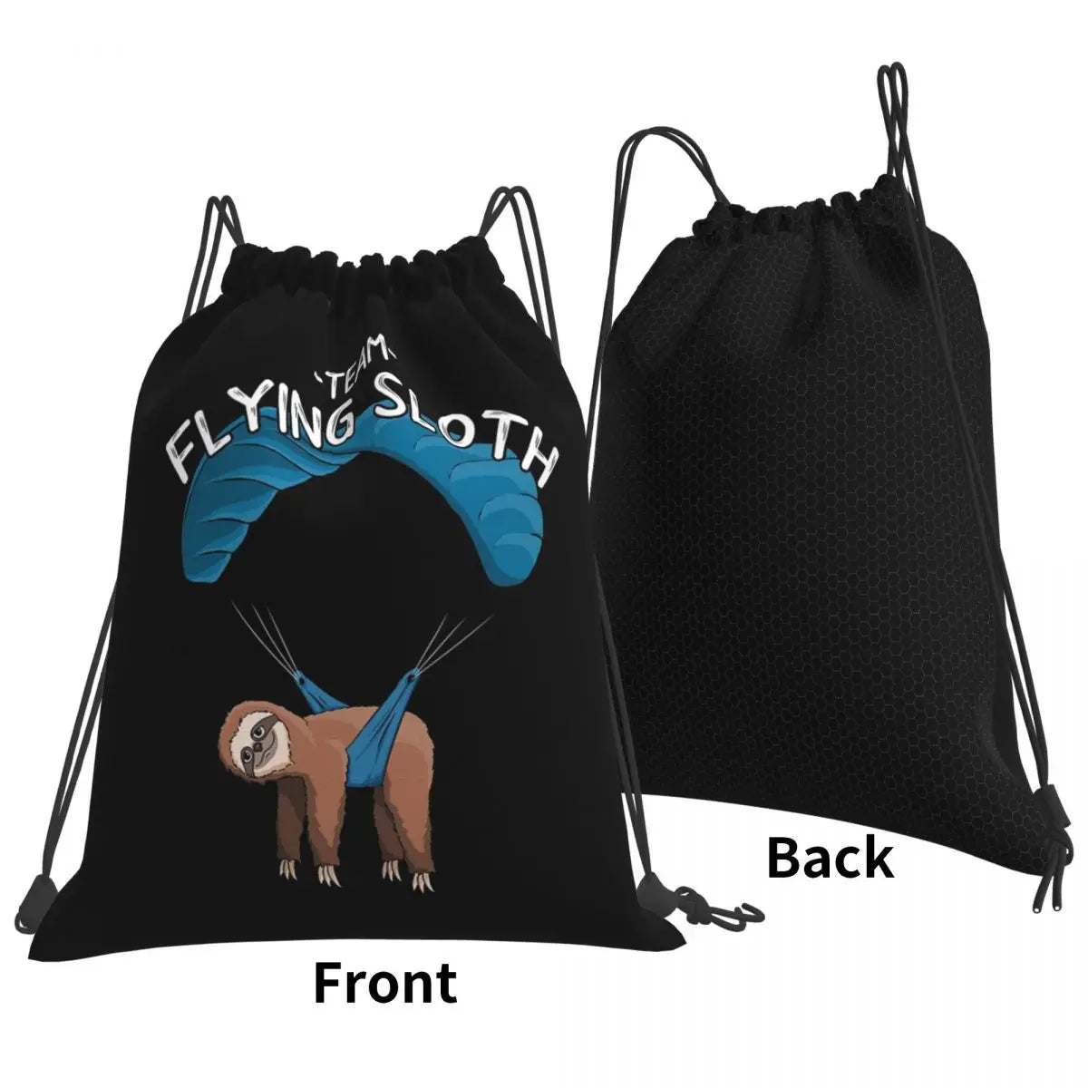 Team Flying Sloth Drawstring Bag