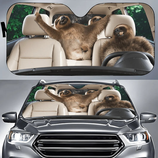 Two Sloths In Car Sunshade product photo 1