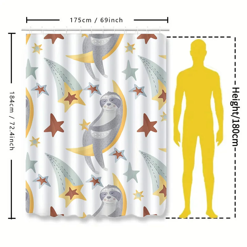 Sloth Moon & Stars Shower Curtain