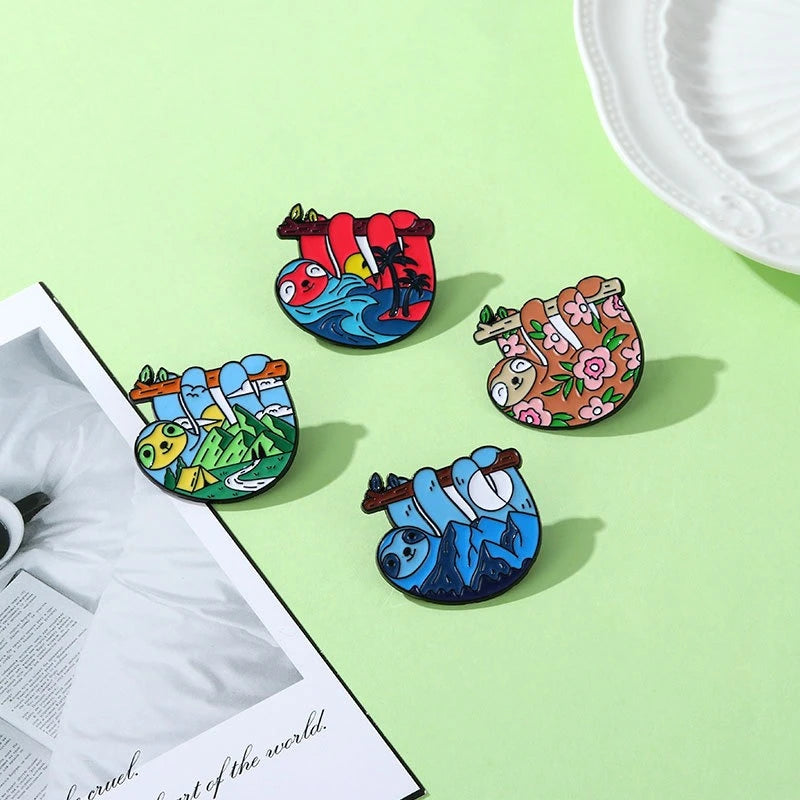 Sloth Enamel Brooch
