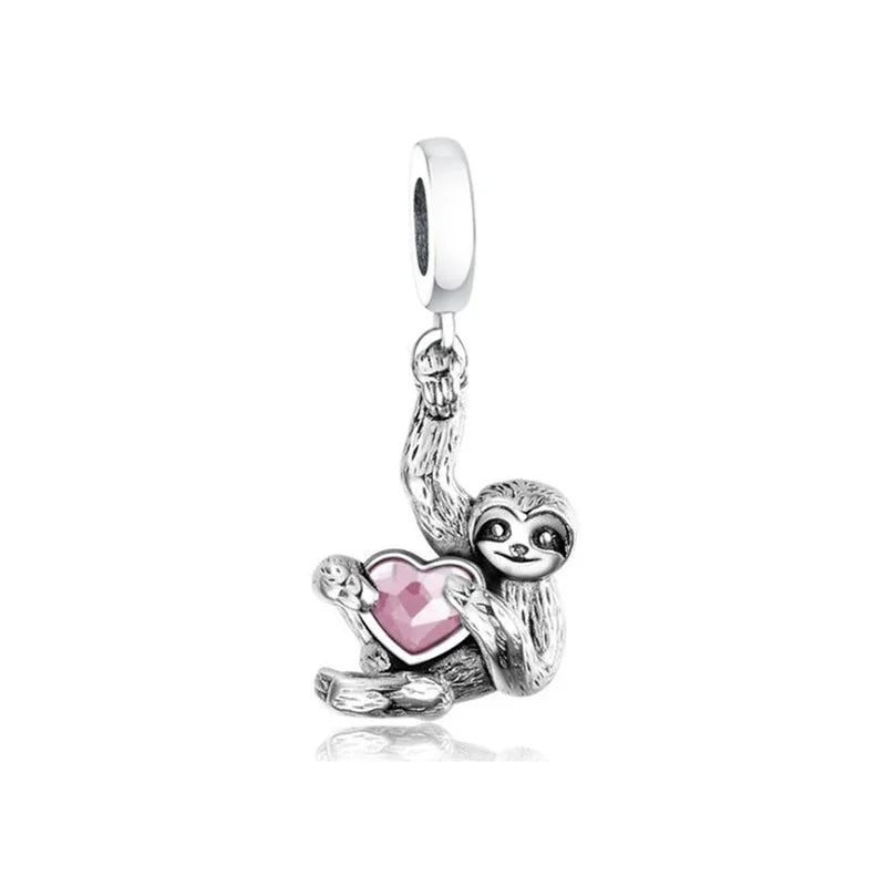 Sloth Heart Dangle Charms to fit Bracelets