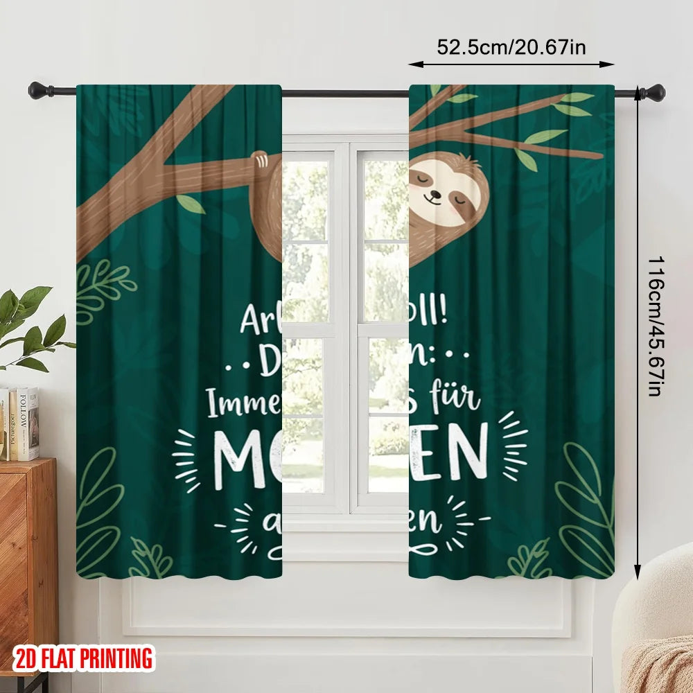 2pcs 2D flat printing Scene Curtains