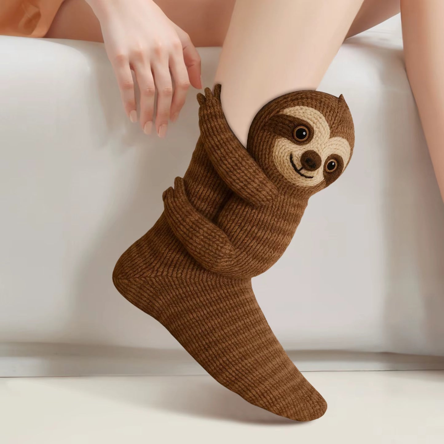 Cute Hugging 3D Knitted Sloth Socks