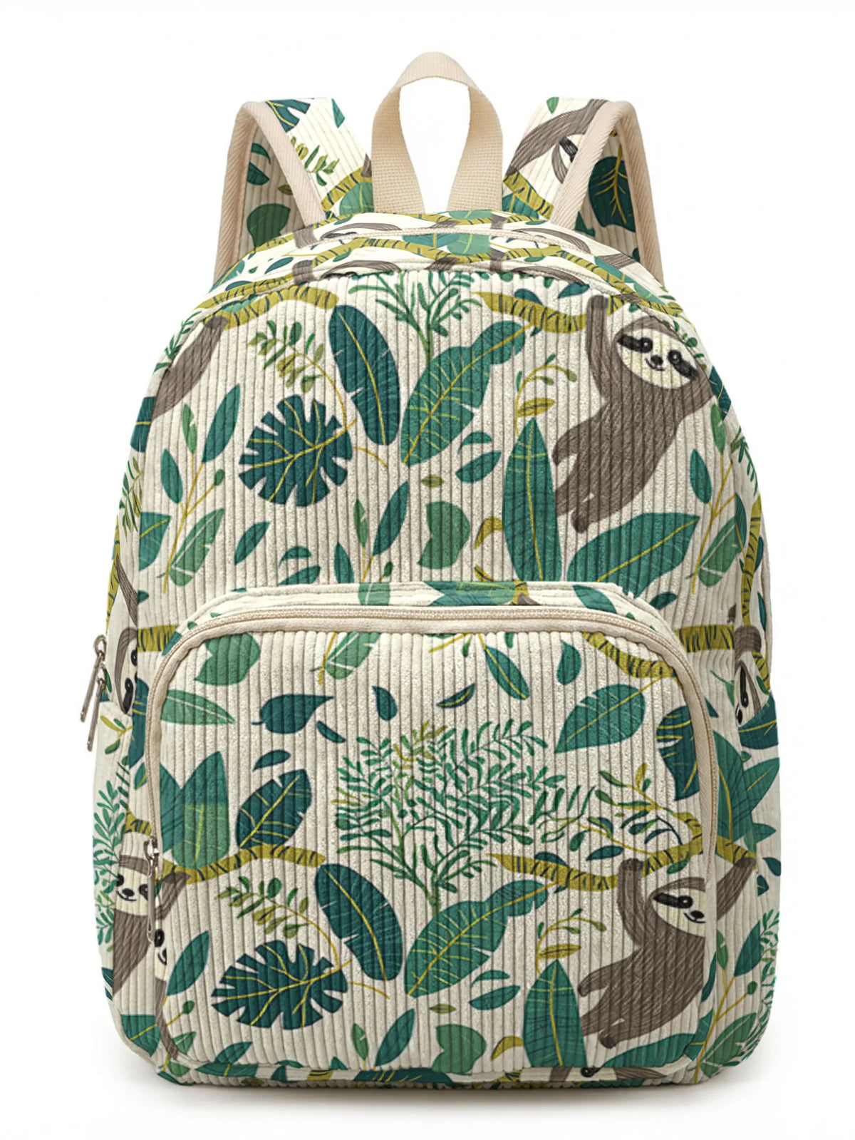 Sloth Tropical Leaf Print Backpack