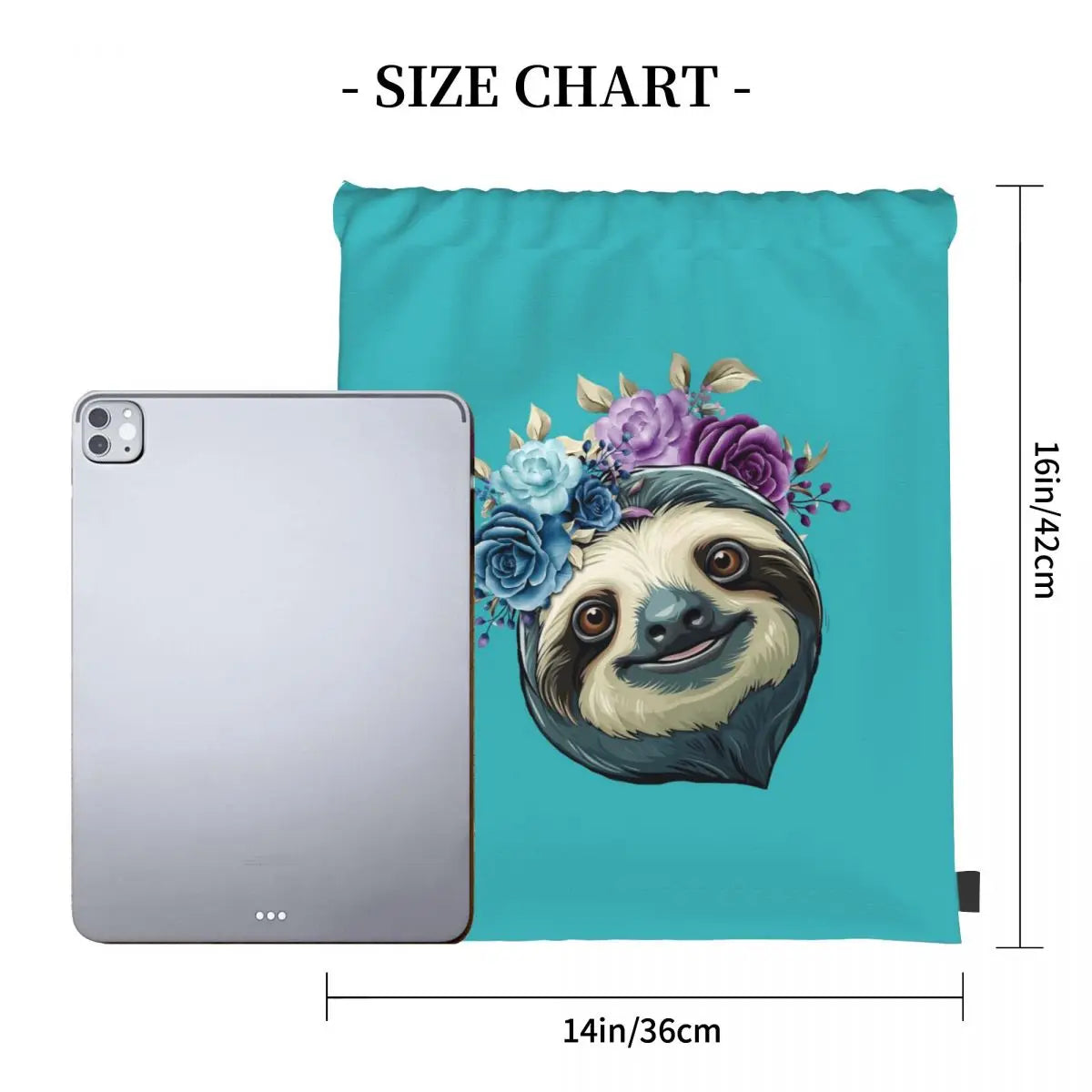 Sloth & Flowers Drawstring Backpack
