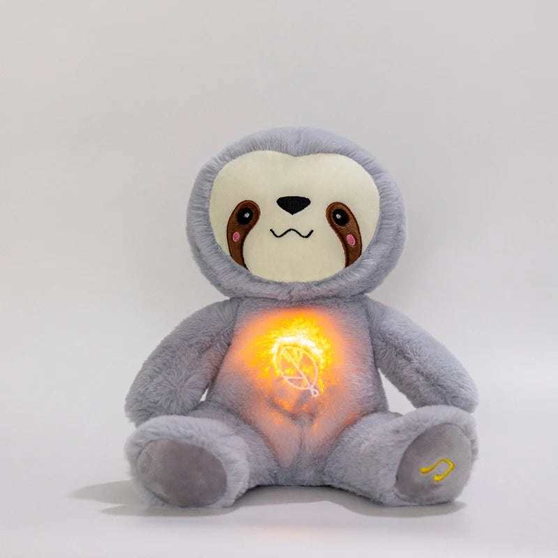 Cute Breathing Sloth Plush Toy Baby Sleep Companion Sound and Light Plushie