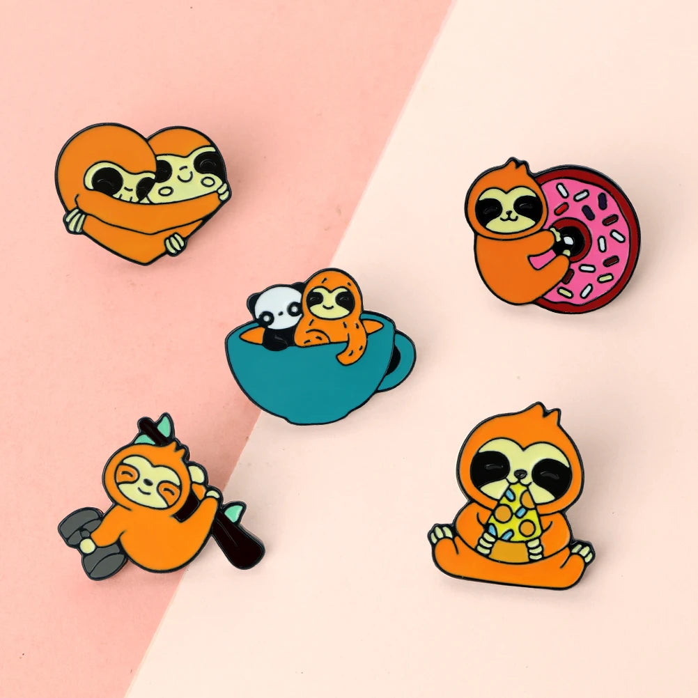 Cute Cartoon Sloth Pin Badges