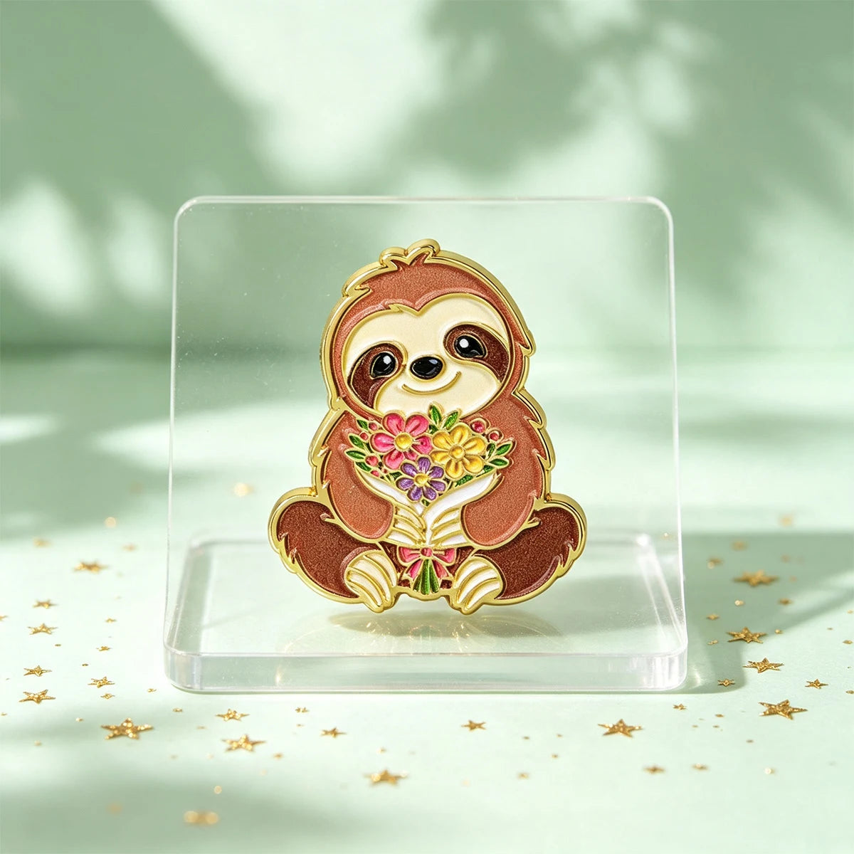 9 Piece Floral Sloth Enamel Pin Set