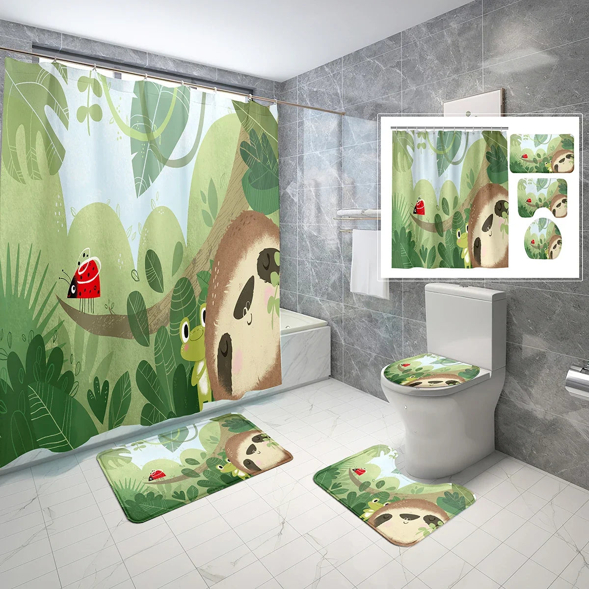 Various Cute Sloth Shower Curtain and Bathroom Sets