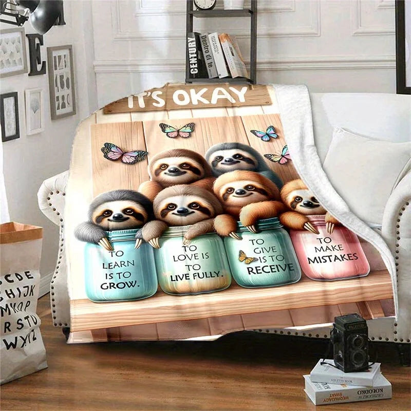 Sloth Jar Quote It's Okay Blanket product photo 2