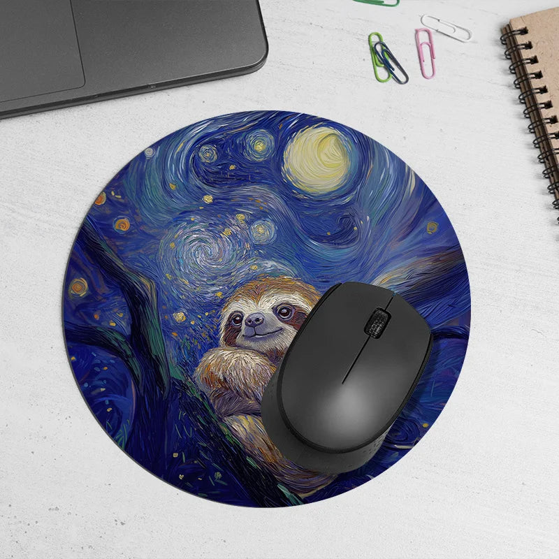 Starry Night Sloth Theme Mouse Pad