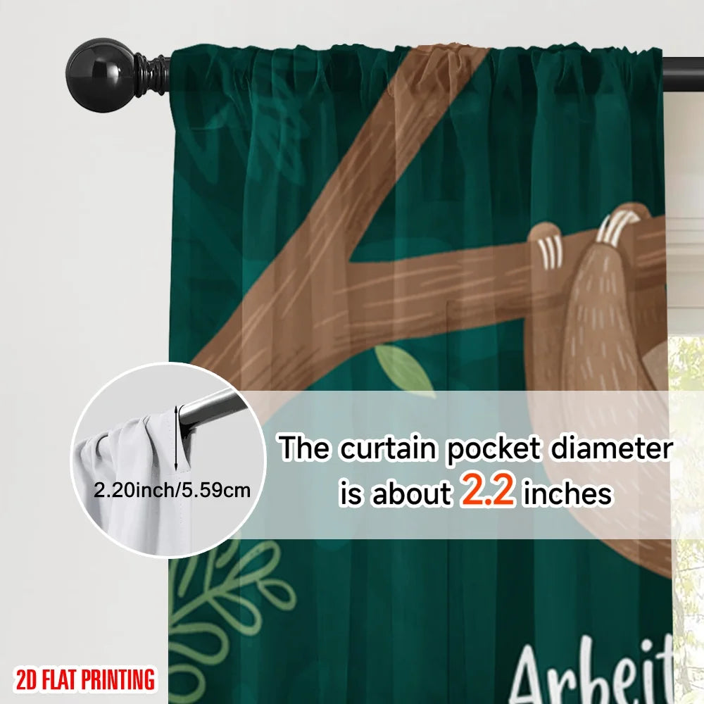 2pcs 2D flat printing Scene Curtains