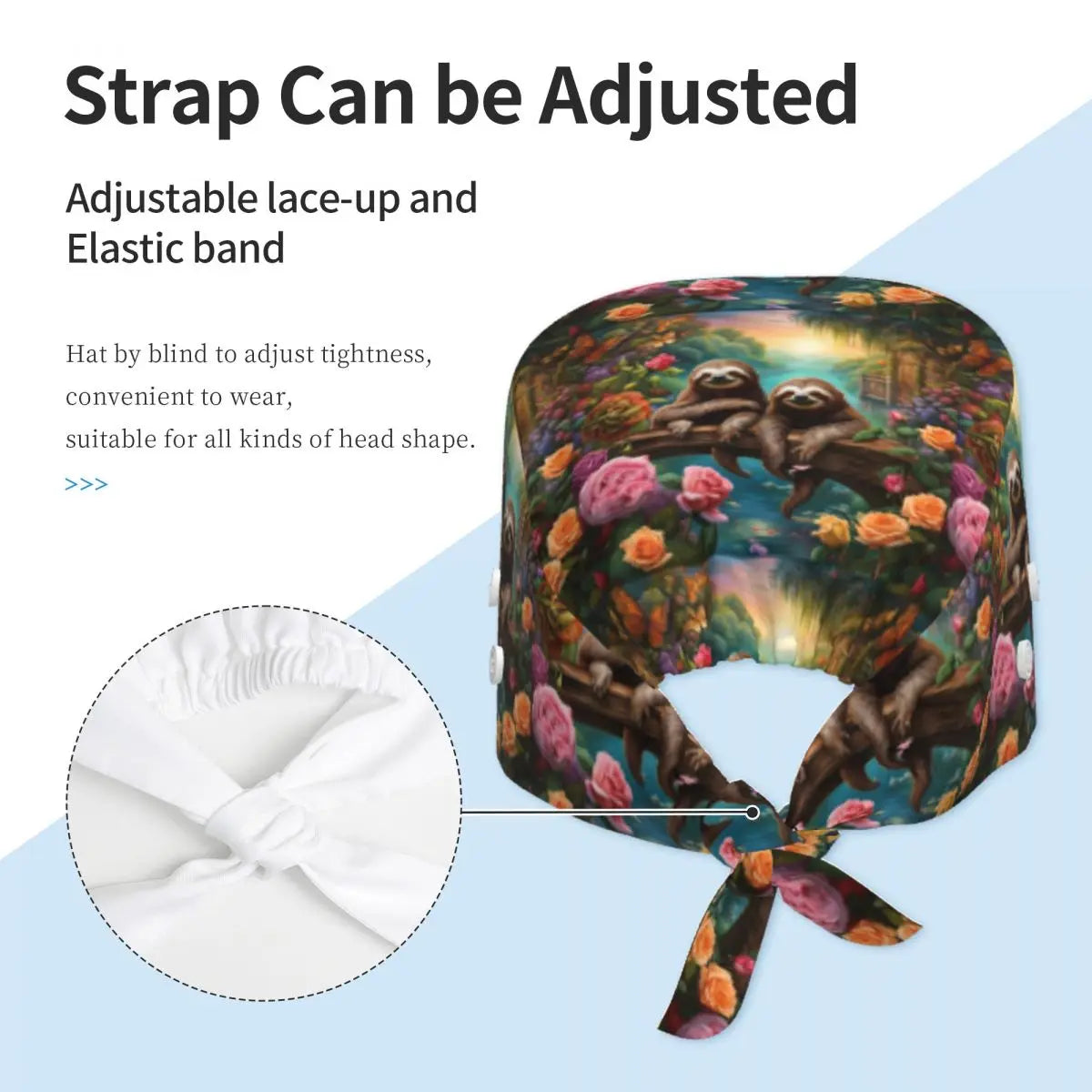 Jungle Floral Sloth Scrub Hat