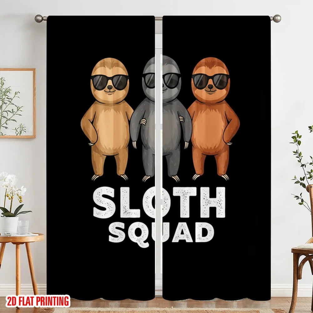 2pcs 2D flat printing Curtains