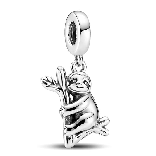 Sterling Silver Sloth On A Branch Hanging Charm