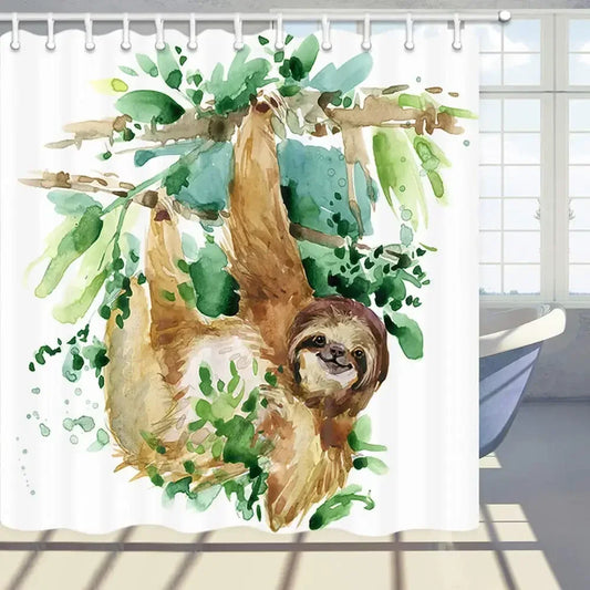 Sloth on Tree Branch Shower Curtain