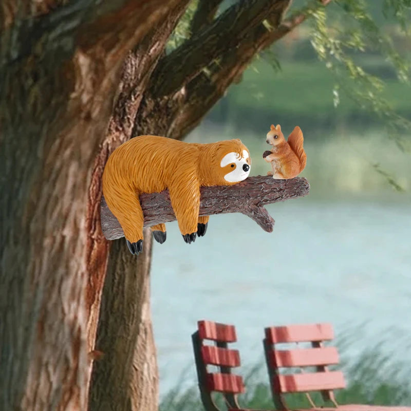 Resin Sloth & Squirrel Tree Hanging Decoration