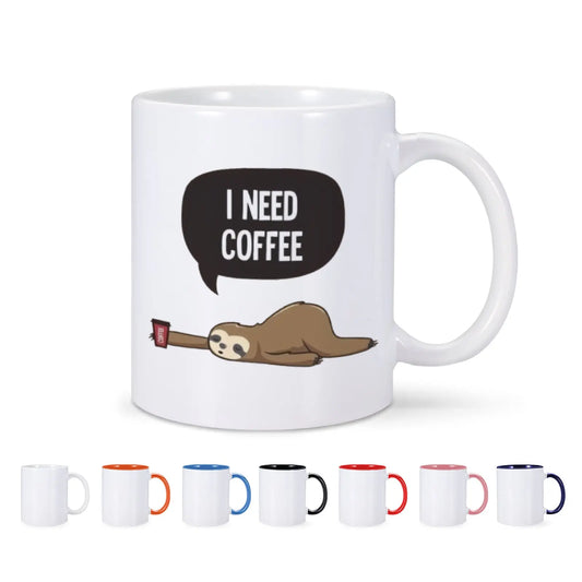 I Need Coffee Sloth Mug