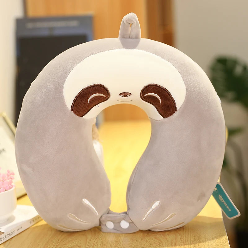 Plush Animal U Shaped Sloth neck pillow