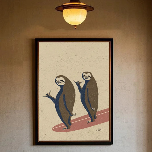 Surfing Sloth Poster