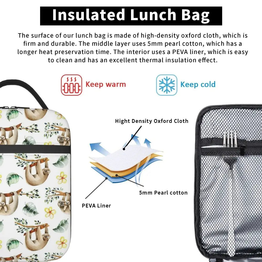 Hanging Sloth Insulated Lunch Bag