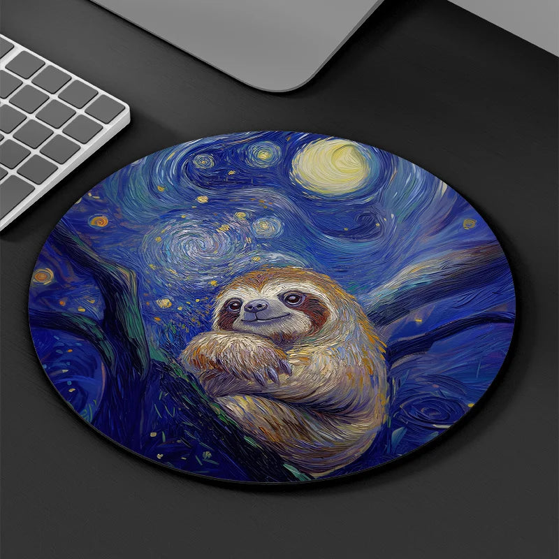 Starry Night Sloth Theme Mouse Pad