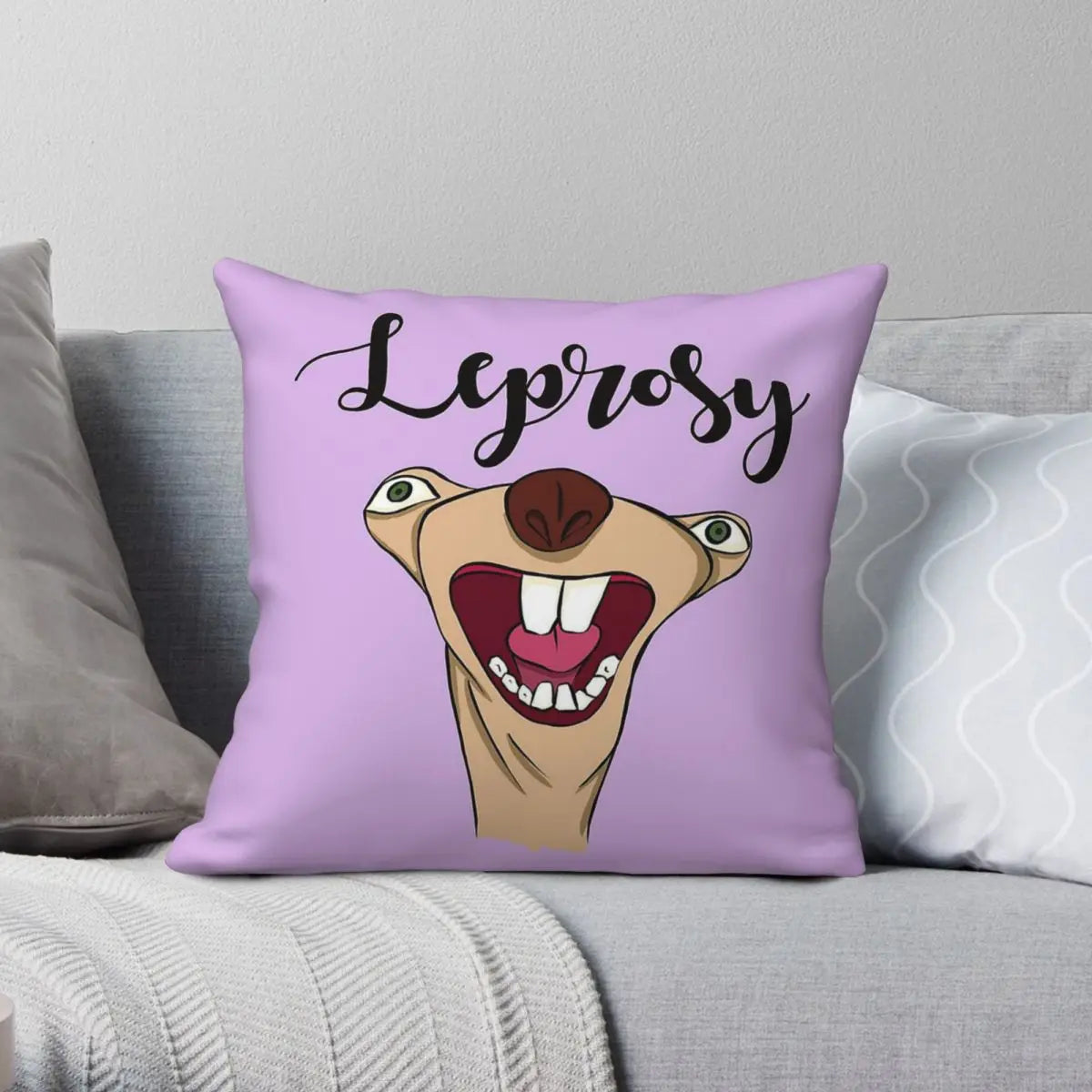 Sid The Sloth Leprosy Square Cushion Cover