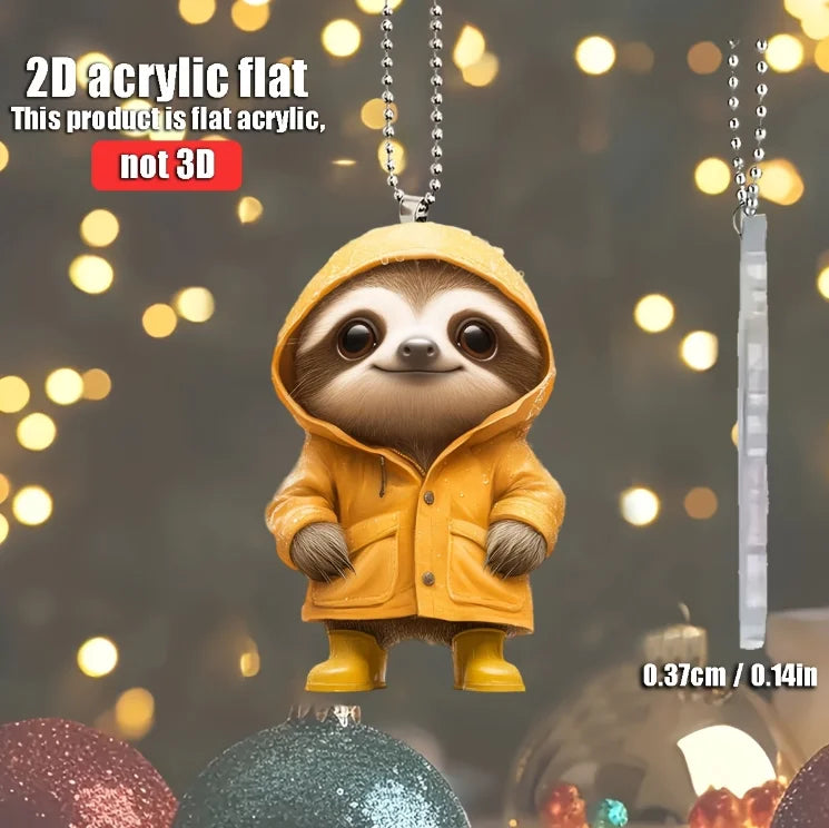 2D Sloth In Raincoat Keychain