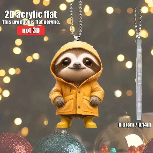 2D Sloth In Raincoat Keychain