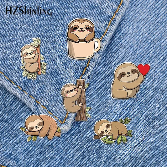 Sloth Acrylic Pin Badge